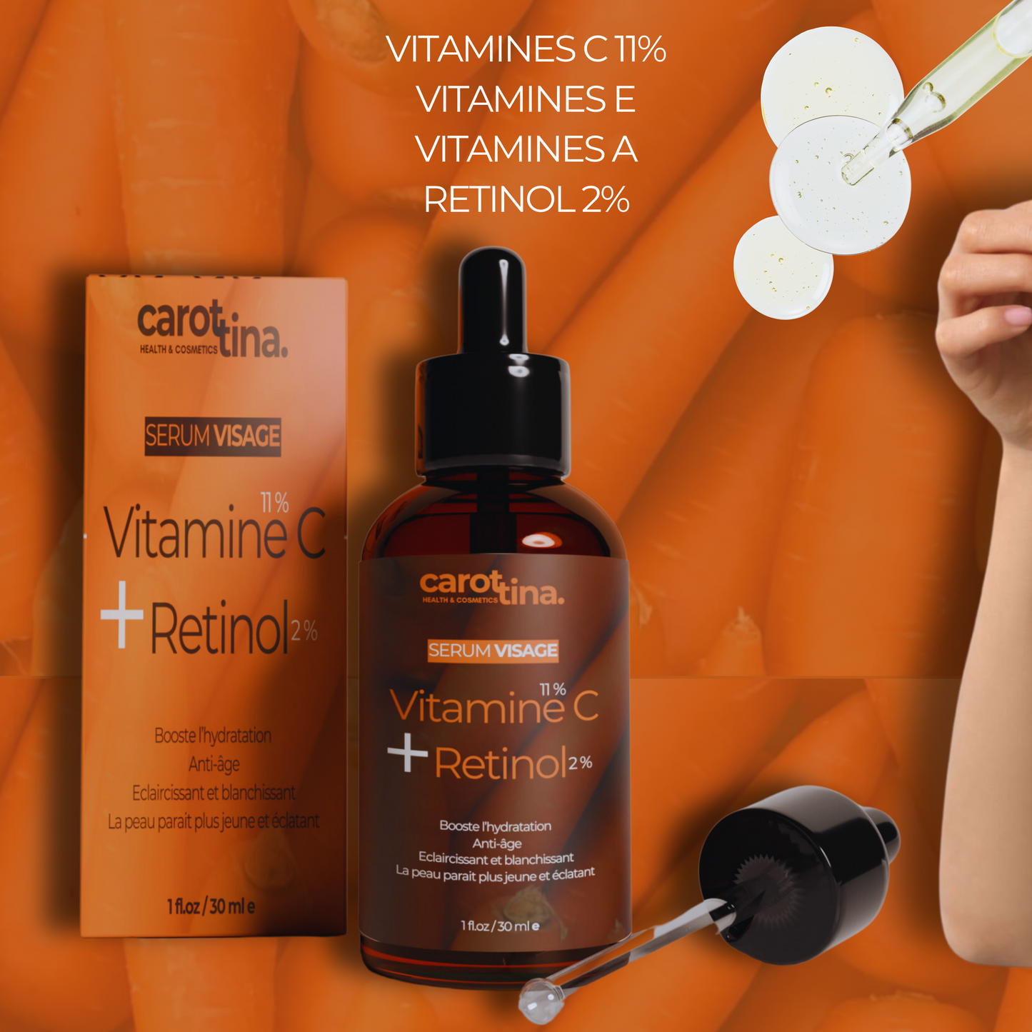 SÉRUM VITAMINE C 11% + RETINOL 2% By Carotina®